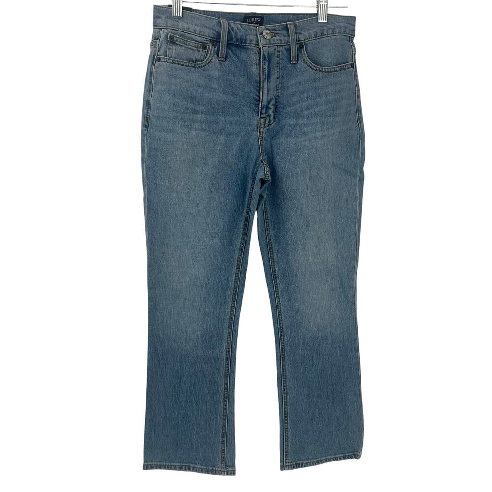 J. Crew Mid-Rise Flare Crop Jean in All-Day Stretch Orion Blue Wash Size 27 NWT - Picture 4 of 13